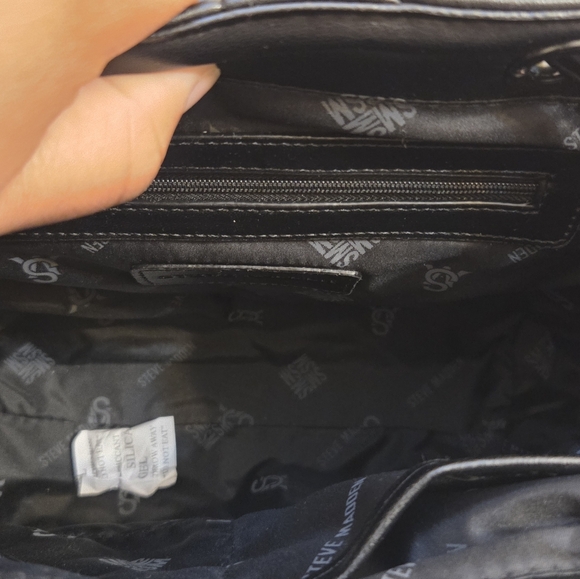 Steve Madden Black Quilted Back Pack with Monogram Lining main image 4